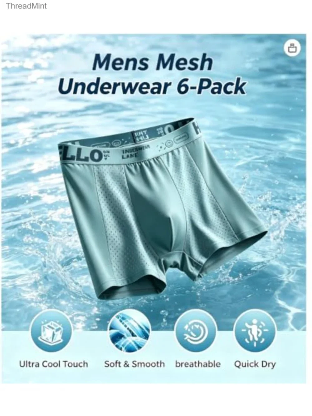 6-Pack Men's Mesh Boxer Briefs Silky Cooling Underwear Moisture Wicking